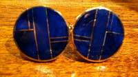 CUFF LINKS NAVAJO 14KT GOLD LAPIS INLAY Ray Tracey