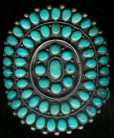 BRACELETS ZUNI PAWN 1950S LONE MOUNTAIN TURQUOISE CLUSTER