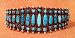 BRACELETS ZUNI SILVER PAWN TURQUOISE PETTIPOINT CLUSTER BZSPTC24 7 1/4"