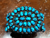 BRACELET ZUNI SILVER 52 STONE PERSIAN TURQUOISE PAWN SOLD