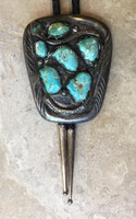 BOLO TIES ZUNI SILVER SNAKE 6 STONE TURQUOISE Susie Calavaza?