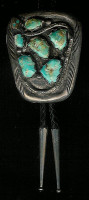 BOLO TIES ZUNI SILVER SNAKE 6 STONE TURQUOISE Susie Calavaza?