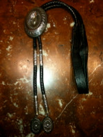 BOLO TIE NAVAJO STERLING SILVER CONCHO Tom Jim SOLD