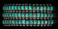 BRACELETS ZUNI  3 VERTICAL ROWS OF 16 HORIZONTAL STONES EACH ROW 48 TOTAL TURQUOISE RECTANGULAR SHAPED STONES PAWN SILVER CUFF BRZSTP8 6 3/4"
