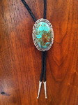 BOLO NAVAJO SILVER TURQUOISE CABOCHON L YAZZIE SOLD