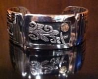 BRACELETS HOPI SILVER OVERLAY Victor Masayesva BHSOVM3