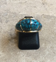 RINGS NAVAJO DOMED INLAY TURQUOISE Tim Bedah 5 3/8