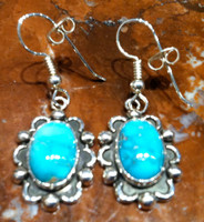 EARRINGS NAVAJO TURQUOISE OVAL CABOCHONS DANGLE FRENCH WIRE SOLD