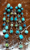 EARRINGS NAVAJO CASCADING DROPS OF TURQUOISE DANGLE STYLE FASHION DESIGN LONG Lincoln SOLD 