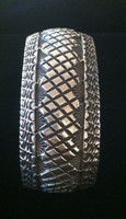 BRACELET NAVAJO LARGE MAN OR WOMANS WIDE SILVER STAMPED OVERLAY ROUND DOMED CUFF Marc Antia 