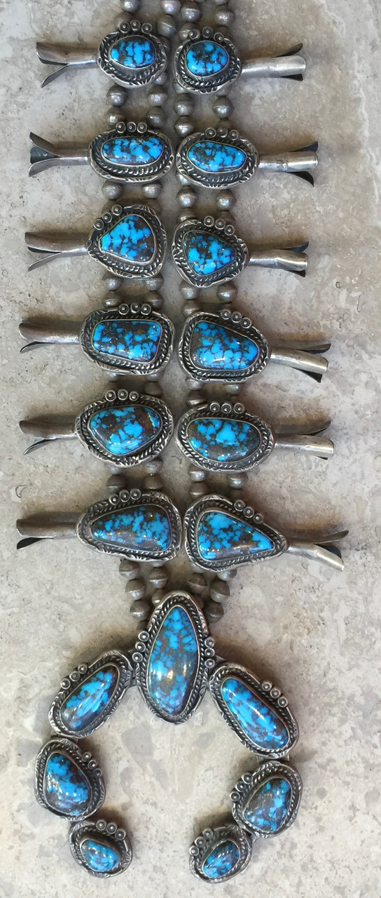NATIVE AMERICAN PAWN JEWELRY BISBEE TURQUOISE SQUASH BLOSSOM