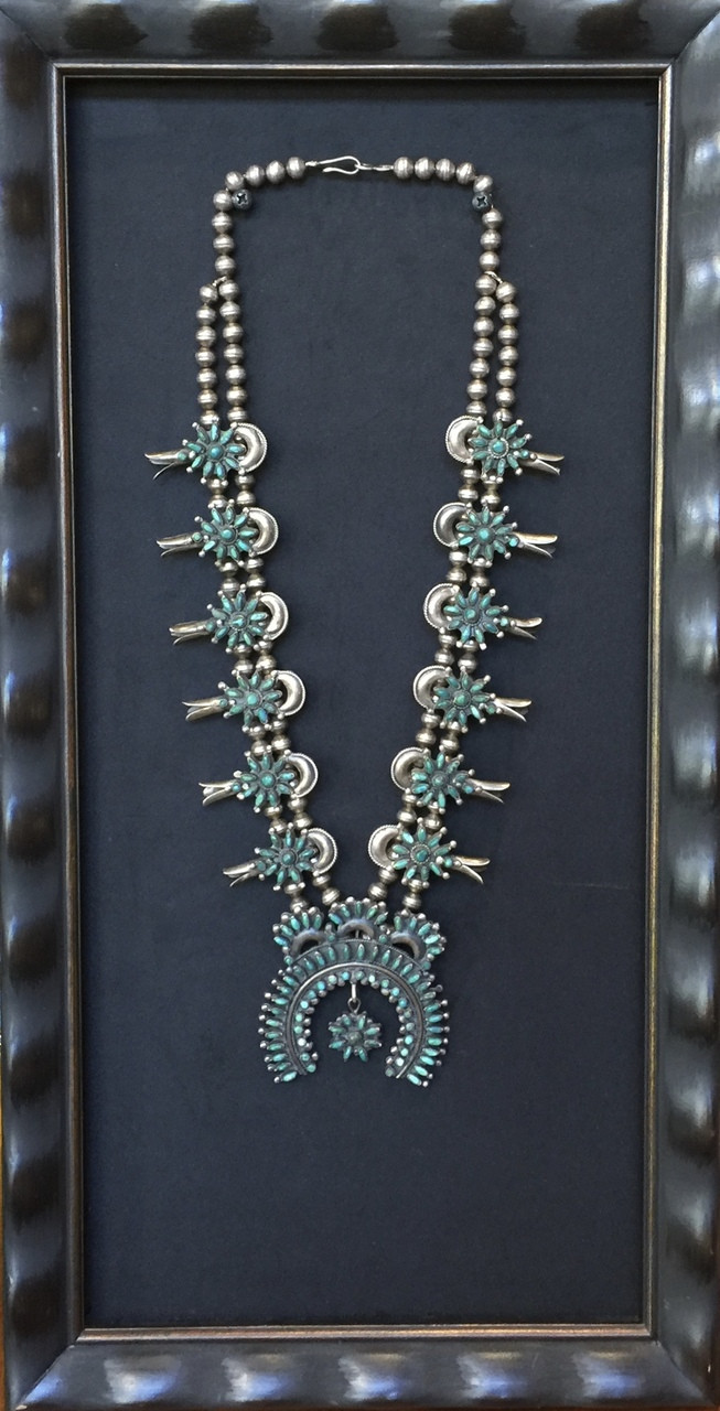 ZUNIGREENTURQUOISENEEDLEPOINTSQUASHBLOSSOMNECKLACE Mudhead Gallery