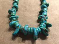 1940-50'S RARE NATURAL BLUE GEM TURQUOISE HEISHI PAWN NECKLACE SOLD