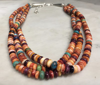 NECKLACES SANTO DOMINGO RARE ORANGE SPINY OYSTER SHELL MULTI-COLOR STONE BEAD KEN AGUILAR SOLD