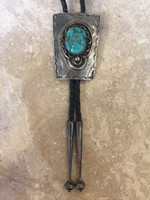 BOLO TIE NAVAJO NATURAL GREEN TURQUOISE NUGGET SOLD