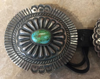 GARY REEVES NAVAJO ROYSTON TURQUOISE SILVER REPOSSE CONCHO BELT GARY REEVES SOLD