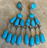ZUNI TURQUOISE DANGLE EARRINGS ROBERT & BERNICE LEEKYA_1