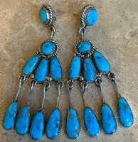 ZUNI TURQUOISE DANGLE EARRINGS ROBERT & BERNICE LEEKYA_3