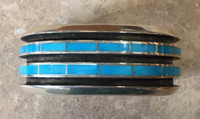 BRACELETS SLEEPING BEAUTY TURQUOISE WIDER SIZE 7 MENS SHADOWBOX DESIGN LARRY LORETTO  SOLD