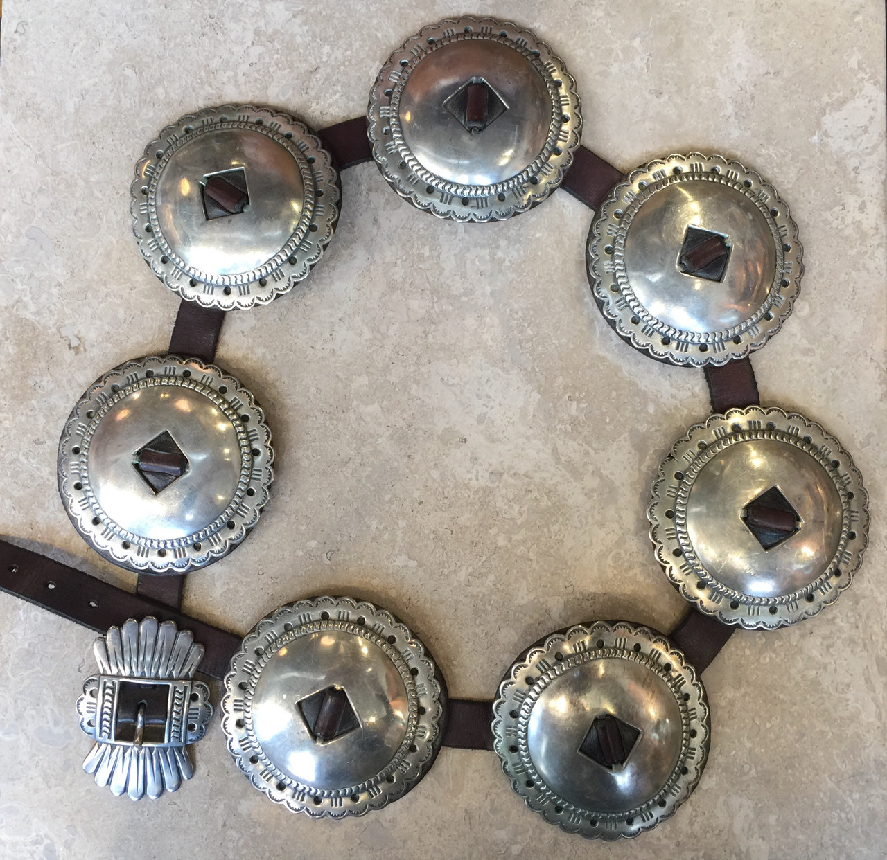 BEAUTIFUL CONCHO BELT 7 LARGE 3 3/4