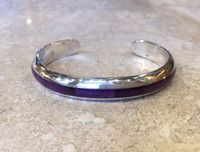 BRACELET NON-NATIVE RARE SUGILITE OPAL MULTI-STONE INLAY DOMED NARROW SILVER CUFF ROGER WILBER_1 SOLD