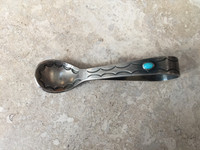 NAVAJO SILVER AND TURQUOISE BABY SPOON_1 SOLD