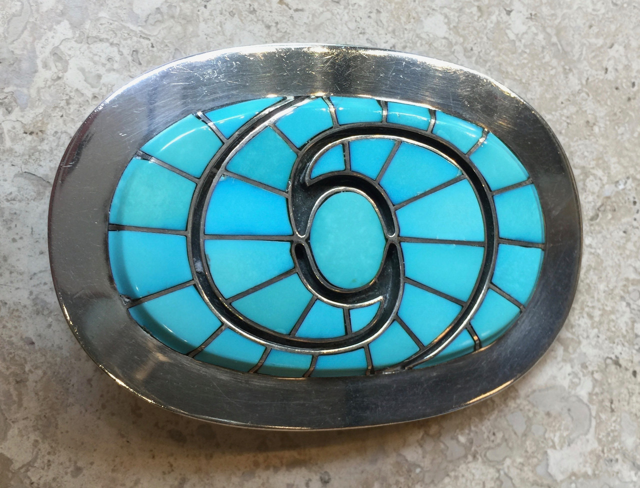 BELT BUCKLE ZUNI SLEEPING BEAUTY TURQUOISE