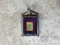 PENDANT SUGILITE MULTI-INLAY STONES LIGHT ORANGE SPINY OYSTER SHELL GREEN TURQUOISE BENNY & VALORIE ALDRICH