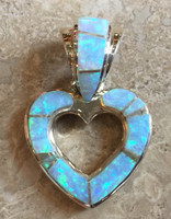 CONTEMPORARY NAVAJO MULTI-STONE INLAY OPAL HEART PENDANT_1 SOLD