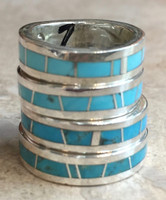 NAVAJO RINGS CONTEMPORARY MULTI STONE TURQUOISE INLAY RINGS ALL HAVE SOLD