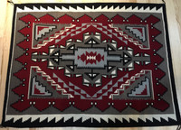 1980's GANADO 50 1/2" X 66" NAVAJO RUG RED GREY BLACK CREAM CE5 NOT AVAILABLE AT THIS TIME