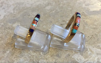 RINGS NAVAJO 14KT GOLD MULTI-COLOR INLAY STONES SIZE 6_1