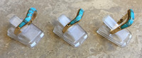 RINGS NAVAJO 14KT GOLD CONTEMPORARY MULTI-INLAY SLEEPING BEAUTY TURQUOISE WAVE PATTERN DESIGN SIZE 7_2