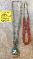 BACKROOM BARGAINS LOT #24 1970's BRANCH CORAL CHOKER NECKLACE SDP INLAY SHELL & TURQUOISE HEISHI