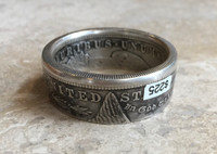 1921 COIN SILVER DOLLAR RING SIZE 17 EXTRA LARGE UNISEX SIGNED RP 