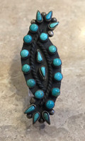 RINGS ZUNI PAWN GREENISH TURQUOISE PETTIPOINT ELONGATED SIZE 5 1/4 SOLD