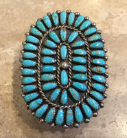 ZUNI LARGE TURQUOISE CLUSTER RING P & V BYJOE SIZE 8 1/2