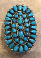 ZUNI PAWN TURQUOISE CLUSTER RING 9 1/2