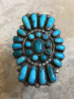ZUNI PAWN PETTIPOINT TURQUOISE RING SIZE 10