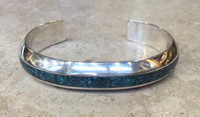 BRACELETS NAVAJO NARROW CONTEMPORARY MULTI-INLAY DOMED SPIDERWEBB TURQUOISE JOHNNY COONSIS 6 3/4"