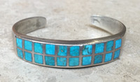 ZUNI MULTI-STONE INLAY 20 SQUARE STONE BLUE GEM TURQUOISE BRZT34 