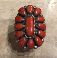 ZUNI CLUSTER CORAL OVAL RING J PASELENTE SIZE 8 SOLD