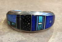 BRACELETS NAVAJO LAPIS ONYX TURQUOISE ORANGE SPINY OYSTER SHELL TAPERED STERLING SILVER BOYER SIZE 6 SOLD