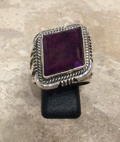 RINGS NAVAJO SUGILITE SQUARE SHAPED STERLING SILVER WILL DENETDALE  SOLD 