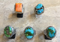 NAVAJO RINGS TURQUOISE LIGHT ORANGE SPINY OYSTER SHELL 1-5 