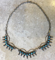 ZUNI PAWN PETTIEPOINT TURQUOISE CHOKER NECKLACE SOLD