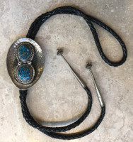 BOLO TIE SILVER TURQUOISE PAWN 