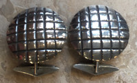 NAVAJO STERLING SILVER 1" ROUND DOMED CUFF LINKS VERTICAL HORIZONTAL LINES