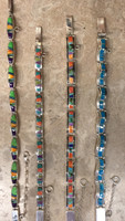 NAVAJO CONTEMPORARY 4 MULTI-COLOR INLAY LINK BRACELETS L-R TOP TO BOTTOM_1 SOLD