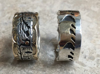 RINGS 14K GOLD AND STERLING SILVER STORYTELLER CORN PUEBLO SCENE PHIL PVO_1 SOLD